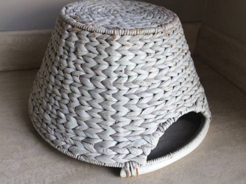 White Round Wicker Basket Container Storage Gift