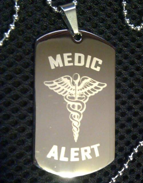 *4 TO GO**MEDIC ALERT DOG TAG PENDANT + PERSONALIZED ENGRAVING**