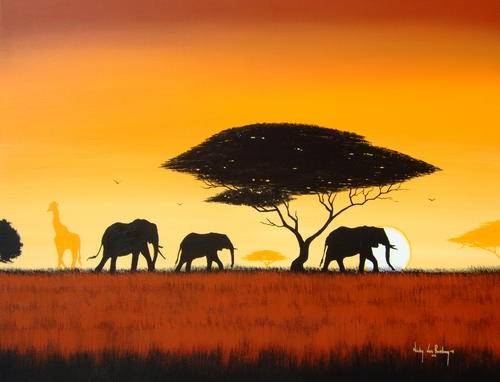 African Family.Original Painting by Nicky van Rensburg.BIG Painting 1200x900!