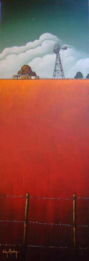 Windmill.Original Painting by Nicky van Rensburg.1500x500mm.