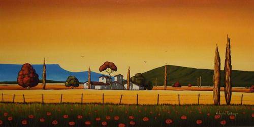 Tuscan Villa.Original Painting by Nicky van Rensburg.1000x500mm!