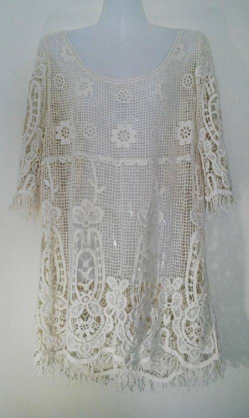 Beautiful Cream Crochet Top Size Large