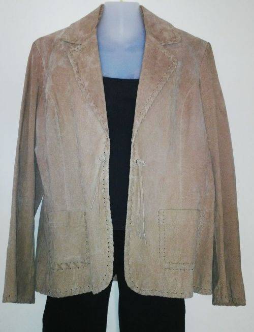 Beige Leather Jacket Size 18