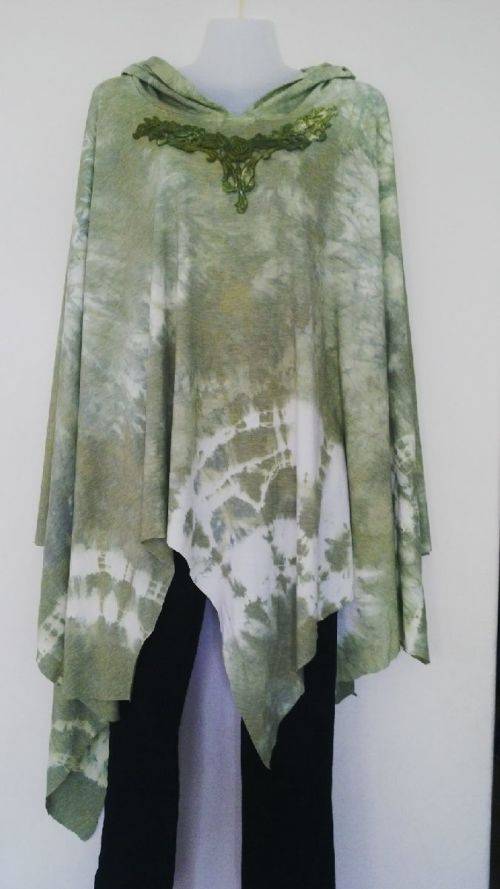 New From Freedom!!! Green Tie Dye Poncho with Hood, hand made by Freedom One Size Fits all