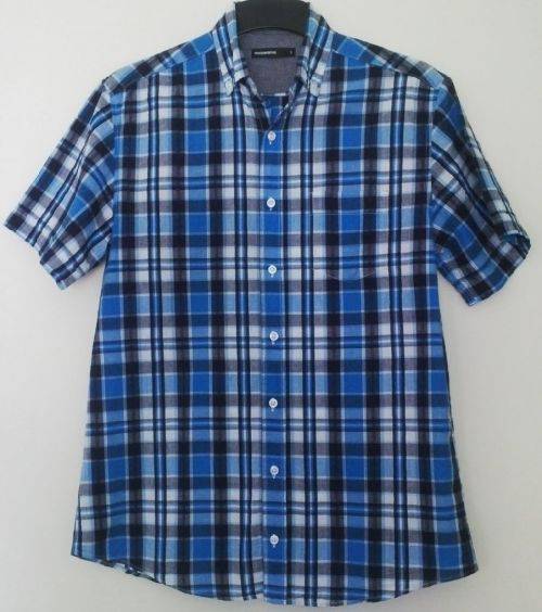 Mens Blue Checkered Short Sleeve Shirt by Woolworths Size Small