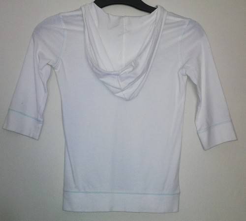 White T shirt with Hood  "Go With The Flow Logo" By old Navy Size 10 - 12