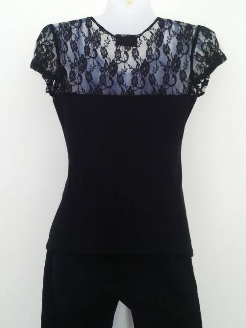 Black Top with Lace detail by News Size 10