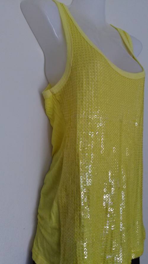 Yellow Sequined Vest Top by Legend Size Large
