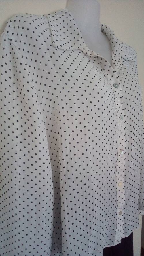 White Polkadot Shirt by Kelso Smart, Office, Career Wear, Size Medium