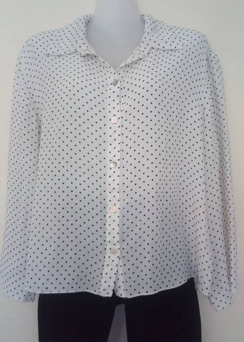 White Polkadot Shirt by Kelso Smart, Office, Career Wear, Size Medium