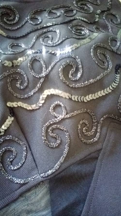 Black Full Length Evening Dress with Lovely Sequin Detail Size 14