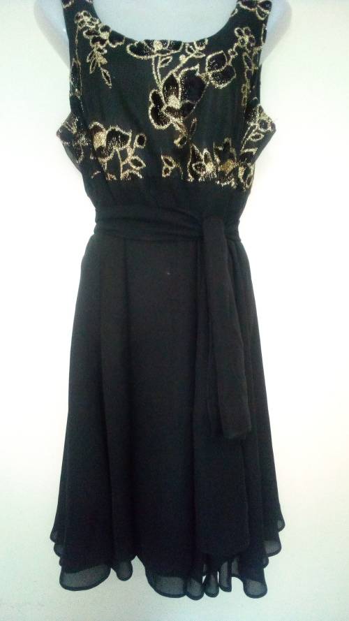 Lovely Black and Gold Evening Dress by Kelso Size 12
