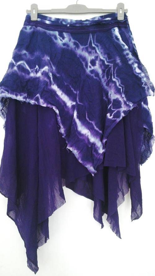 Purple Tie Dye Wrap around Hippie skirt medium length by Freedom