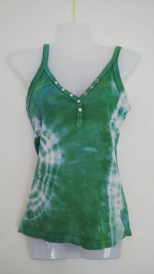 Green Tie Dye Hippy Vest  with cool metal poppers Size Small