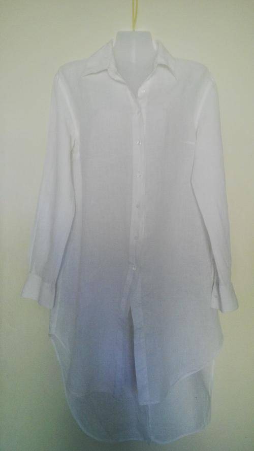 White Long Linen Shirt By Polo Size 34