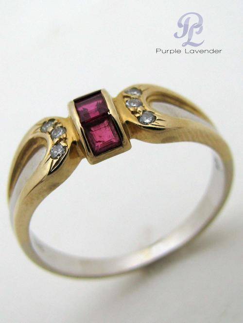 Dress Ring _ Solid 14ct White / Yellow Gold _ Diamond _ Precious Gems