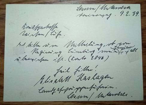 WW2 German WHW Der Deutshes Volkes Nov 1938-39 Postcard