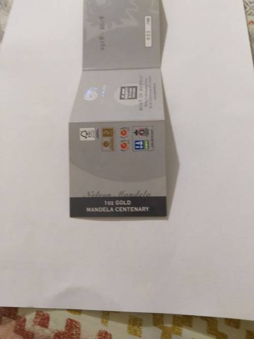 Rare 1oz Gold medallion - Mandela Centenary 1918 - 2018