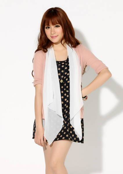Fashion elegant chiffon 2 piece dress 2S91065 Pink OneSize