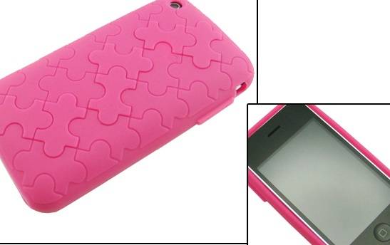 Puzzle design Pink Silicone Back Case Cover Skin for Apple iPhone 3G 3Gs