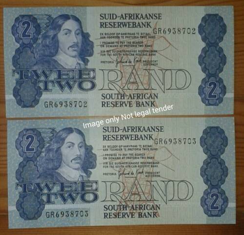 Nice lot of x2 1980's consecutive R2 notes (Uncirculated)
