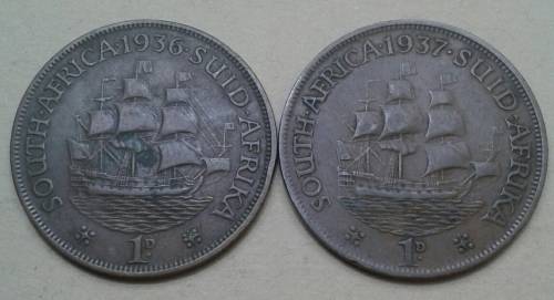 1936 & 1937 union penny set