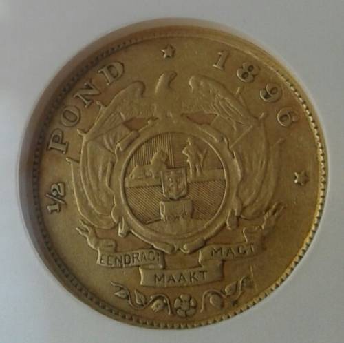 Nice 1896 ZAR gold 1/2 Pond NGC XF45