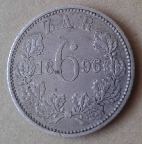 1896 ZAR Kruger silver sixpence in VF