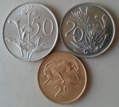1990 Uncirculated set of 3 coins (50c-2c)