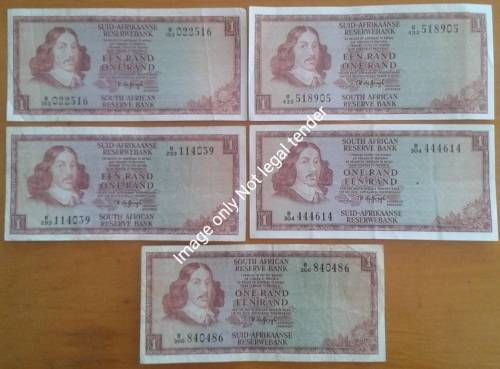 Set of x5 T.W de Jongh 1975 R1 notes