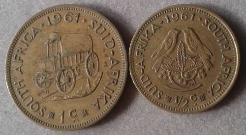 1961 van Riebeeck 1c and 1/2c set