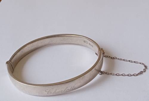 Stunning 1959 George Jensen silver engraved hinged bangle