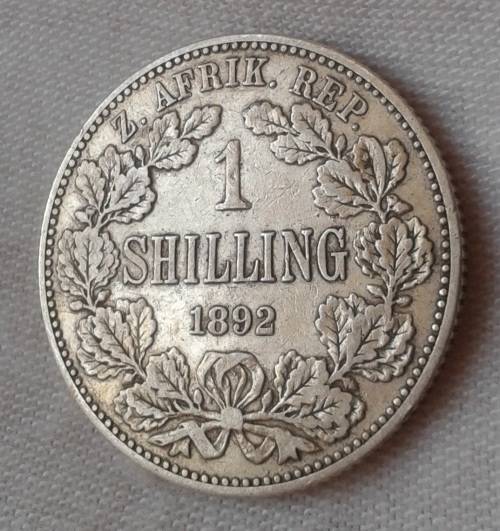 1892 ZAR Kruger silver shilling in VF