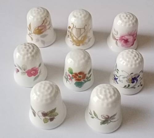 Lot of 8 vintage Coalport England porcelain thimbles