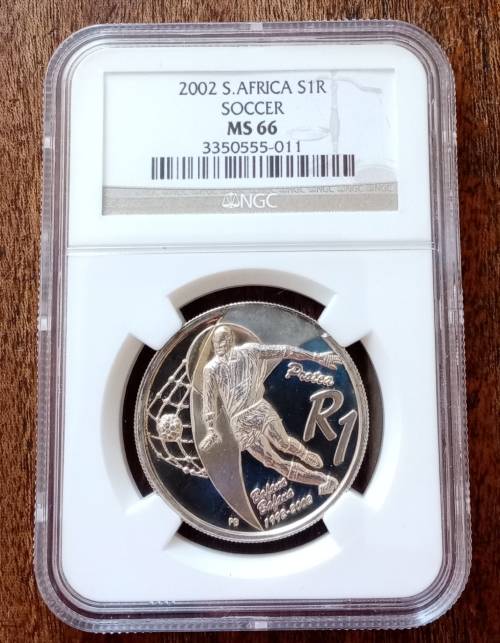 Scarce 2002 Soccer silver R1 NGC MS66 (mintage: 527)  High grade