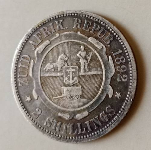 Scarce 1892 ZAR Kruger silver 2 Shillings in nice condition