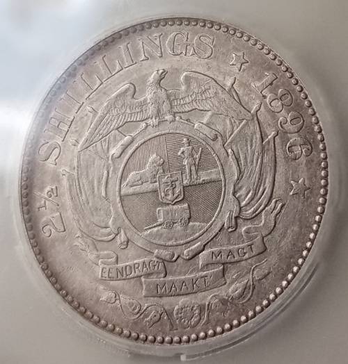 Nice 1896 ZAR Kruger silver 2 1/2 Shillings SANGS XF45
