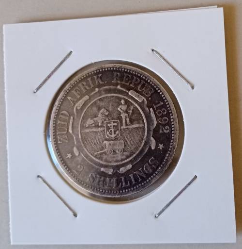 Scarce 1892 ZAR Kruger silver 2 Shillings in nice condition