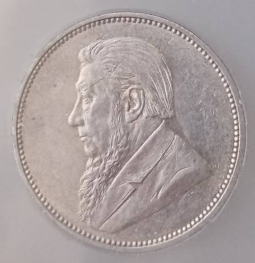 High grade 1896 ZAR Kruger silver 2 Shillings SANGS AU53