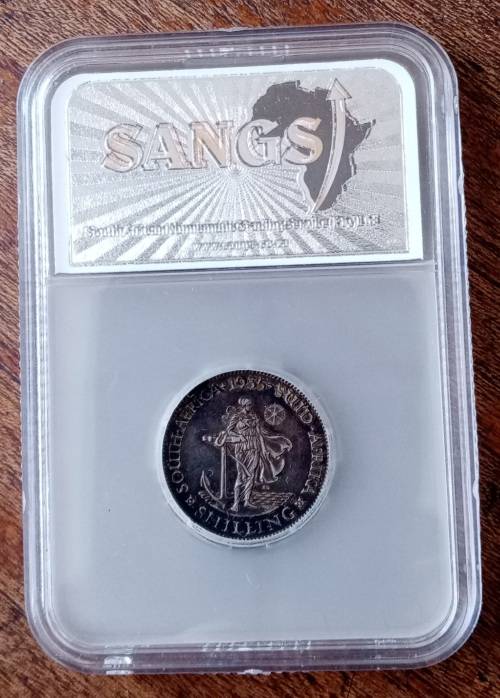 1935 Union silver shilling SANGS XF45