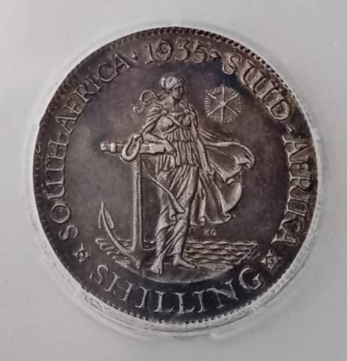 1935 Union silver shilling SANGS XF45
