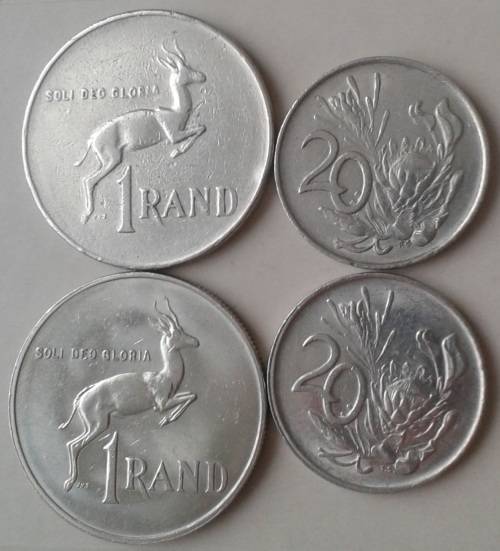 1977/1987 Nickel R1 and 20c set (4 coins)