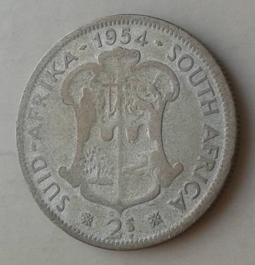 1954 Union silver 2 Shillings