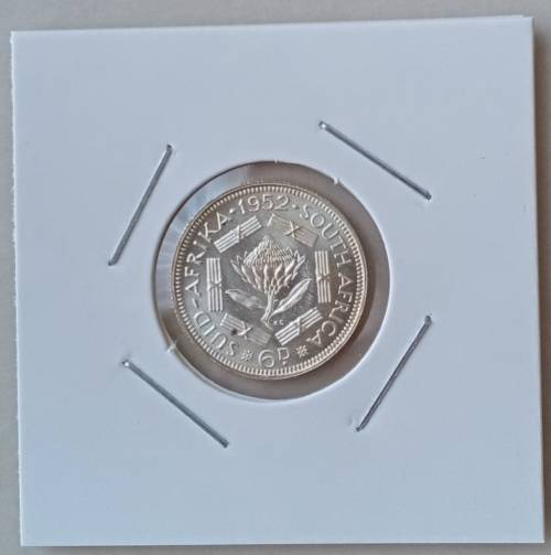 1952 Union silver sixpence in lustrous proof