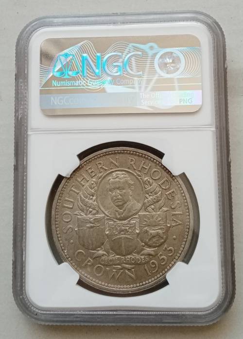 1953 Southern Rhodesia silver crown (Rhodes Centennial) NGC MS62