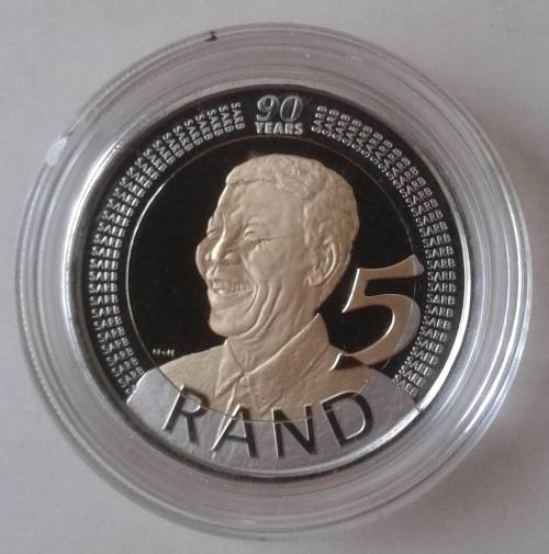 2008 Mandela 90th birthday proof R5 in case