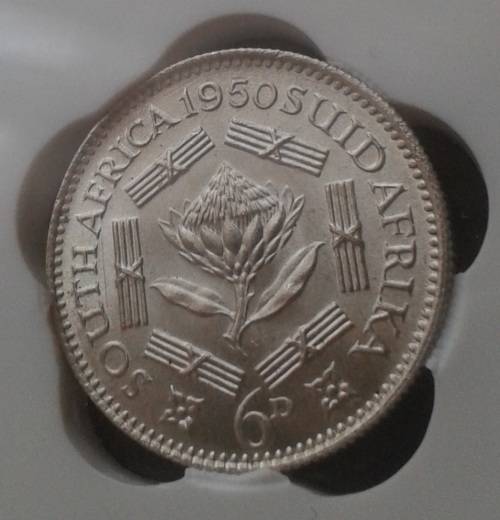 1950 Union silver sixpence SANGS MS63