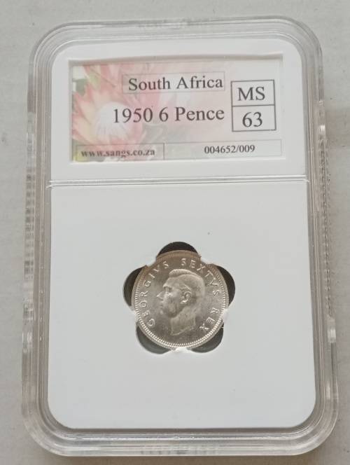 1950 Union silver sixpence SANGS MS63