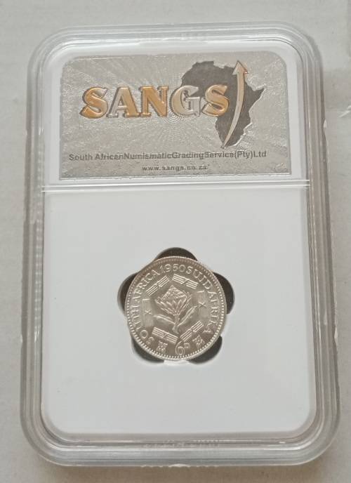 1950 Union silver sixpence SANGS MS63