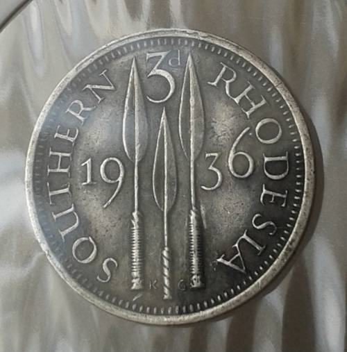 1936 Southern Rhodesia sterling silver threepence in XF+